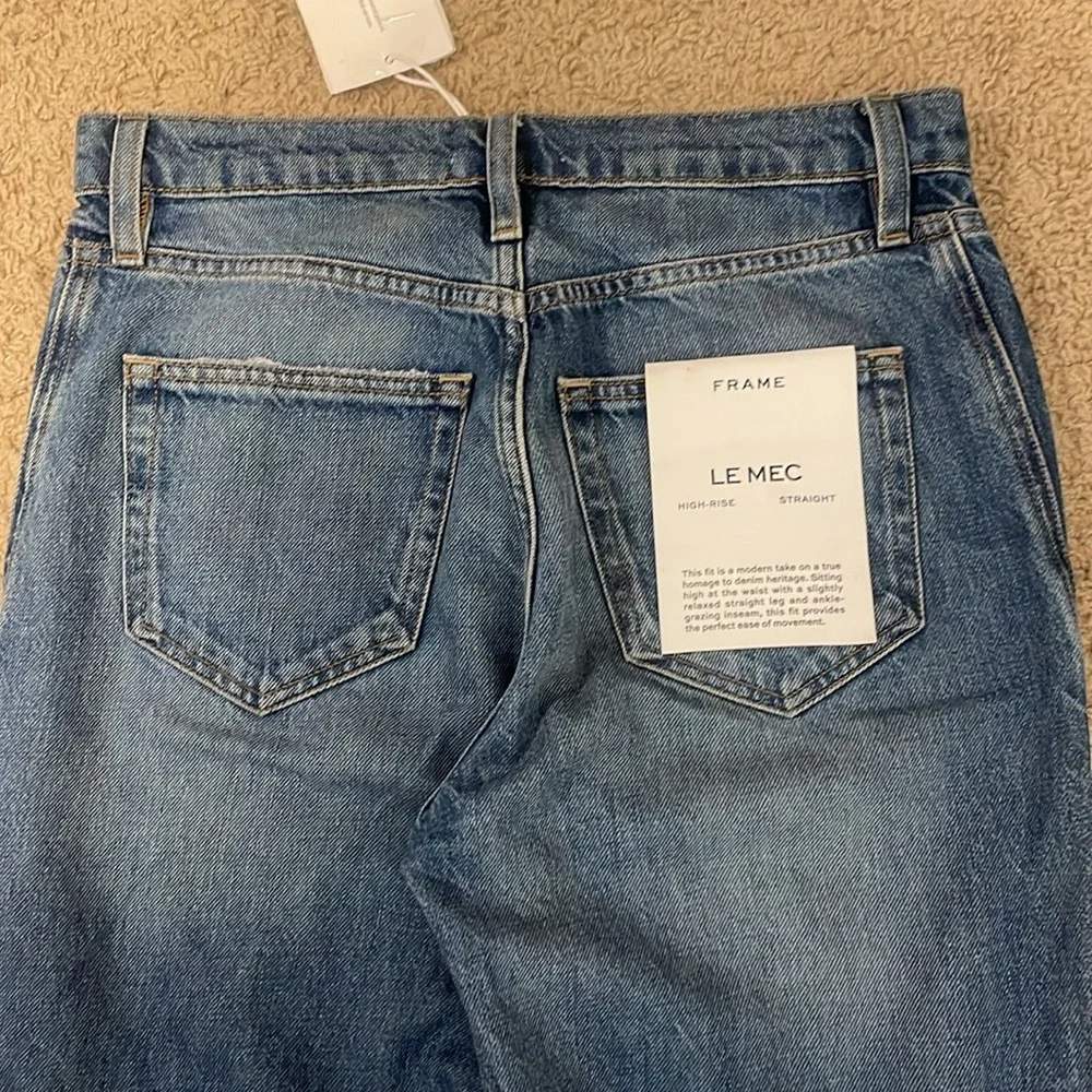 FRAME DENIM LE MAC JEAN LIGHT WASH HIGH RISE STRAIGHT LEG BUTTON FLY JEANS 25NWT - Picture 12 of 16